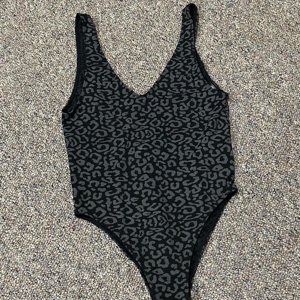 Topshop Leopard body suit with open back